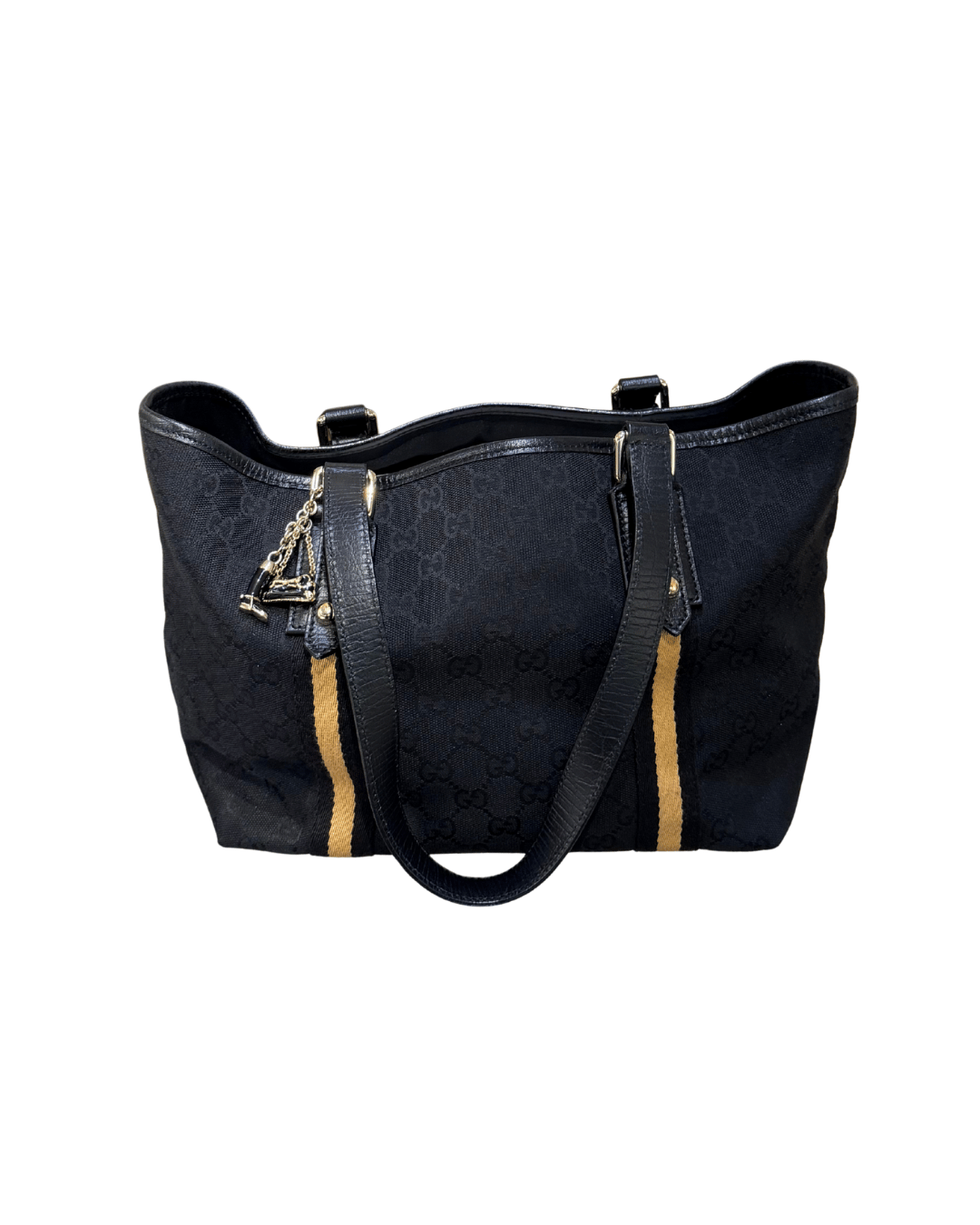 BORSA GUCCI TESSUTO NERO FASCIA WEB NERA E SENAPE