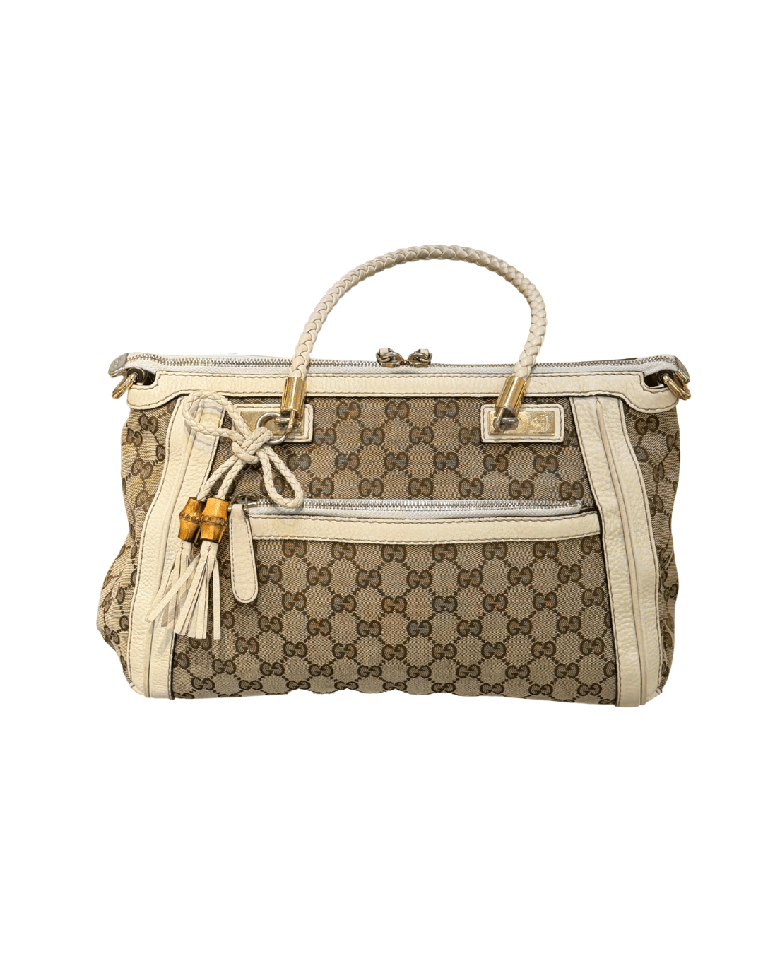 BORSA GUCCI RIFINITURE AVORIO MANICI INTRECCIATI