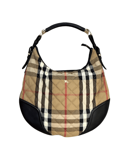 BUBERRY MEZZALUNA TESSUTO E RIFINITURE NERE