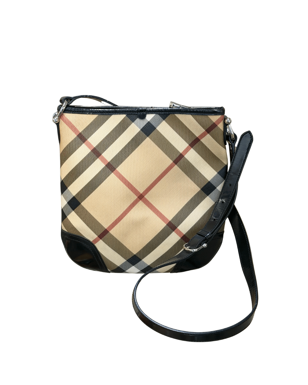 BURBERRY TRACOLLA RIFINITURE PELLE VERNICIATA NERA