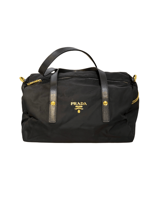 BAULETTO PRADA A SPALLA TESSUTO NERO