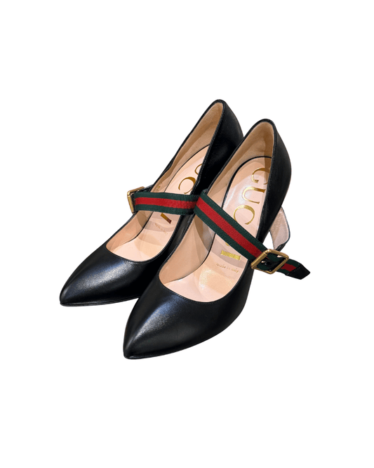 GUCCI DECOLLETE MARY JANE SYVLIE FASCIA WEB Nr 37.5