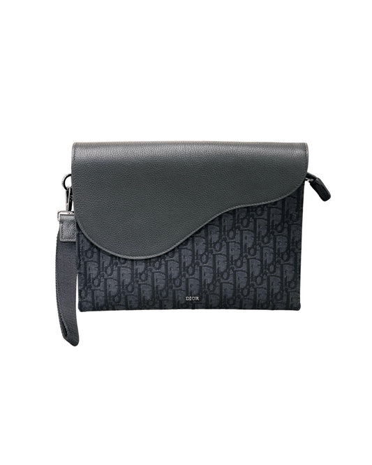 POCHETTE DIOR SADDLE OBLIQUE UOMO NERA