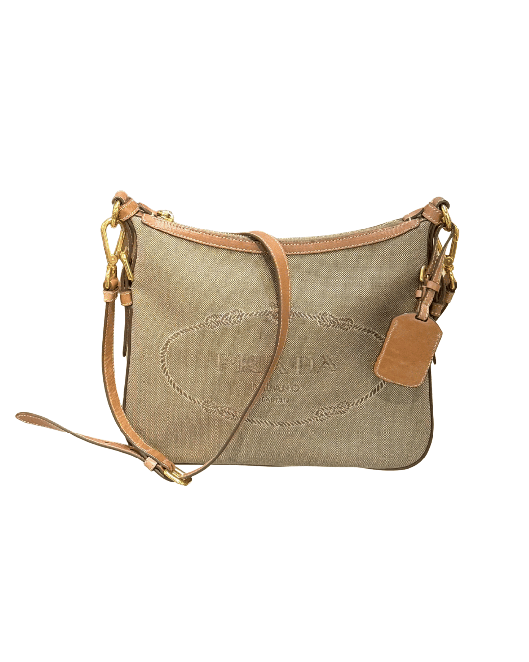 BORSA PRADA TRACOLLA TESSUTO BEIGE