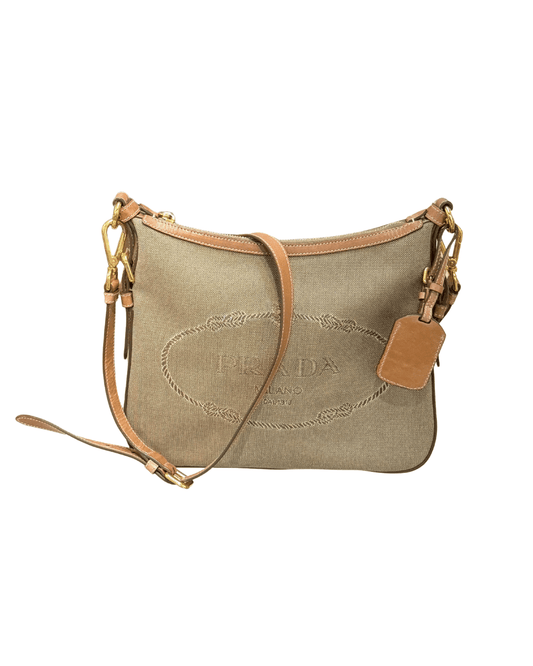 BORSA PRADA TRACOLLA TESSUTO BEIGE