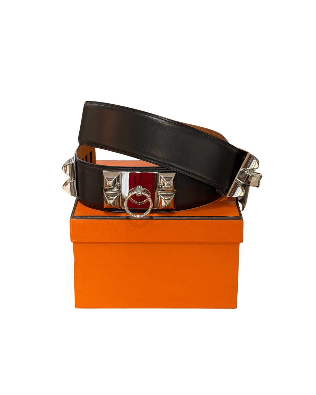 CINTURA HERMES COLLIER DE CHIEN MARRONE 80
