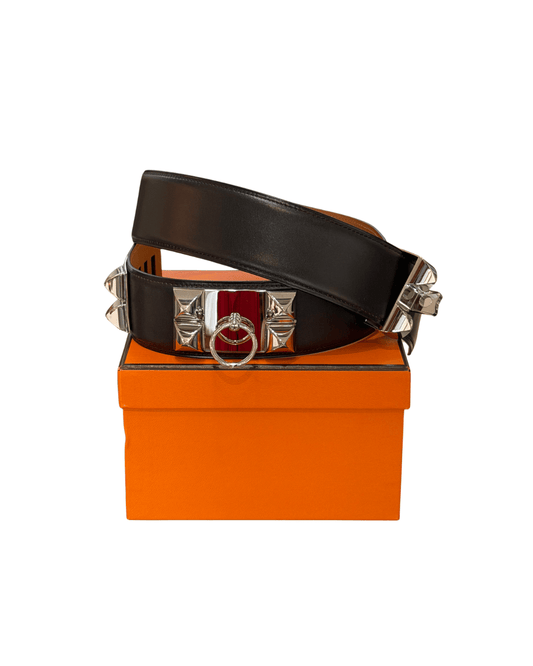 CINTURA HERMES COLLIER DE CHIEN MARRONE 80