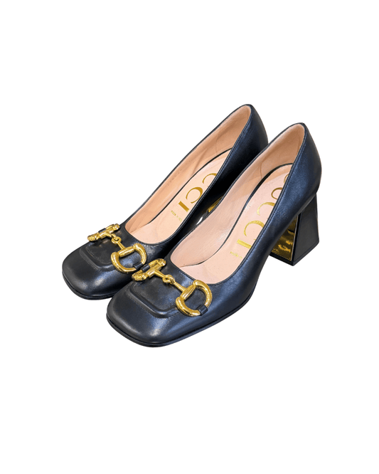 DECOLLETE GUCCI HORSEBIT NERE PUNTA QUADRATA Nr 37