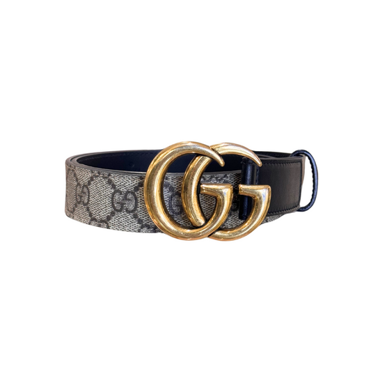 CINTURA GUCCI MONOGRAM E PELLE NERA