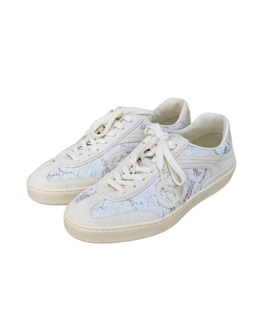 SNEAKERS GUCCI G75 BIANCHE PIZZO Nr 37.5