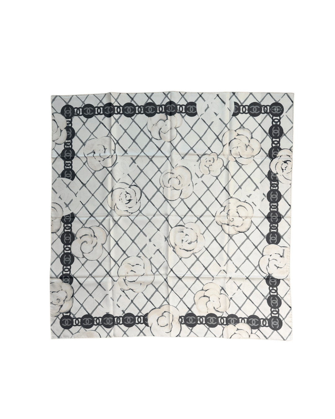 FOULARD CHANEL CAMÉLIA BIANCO NERO