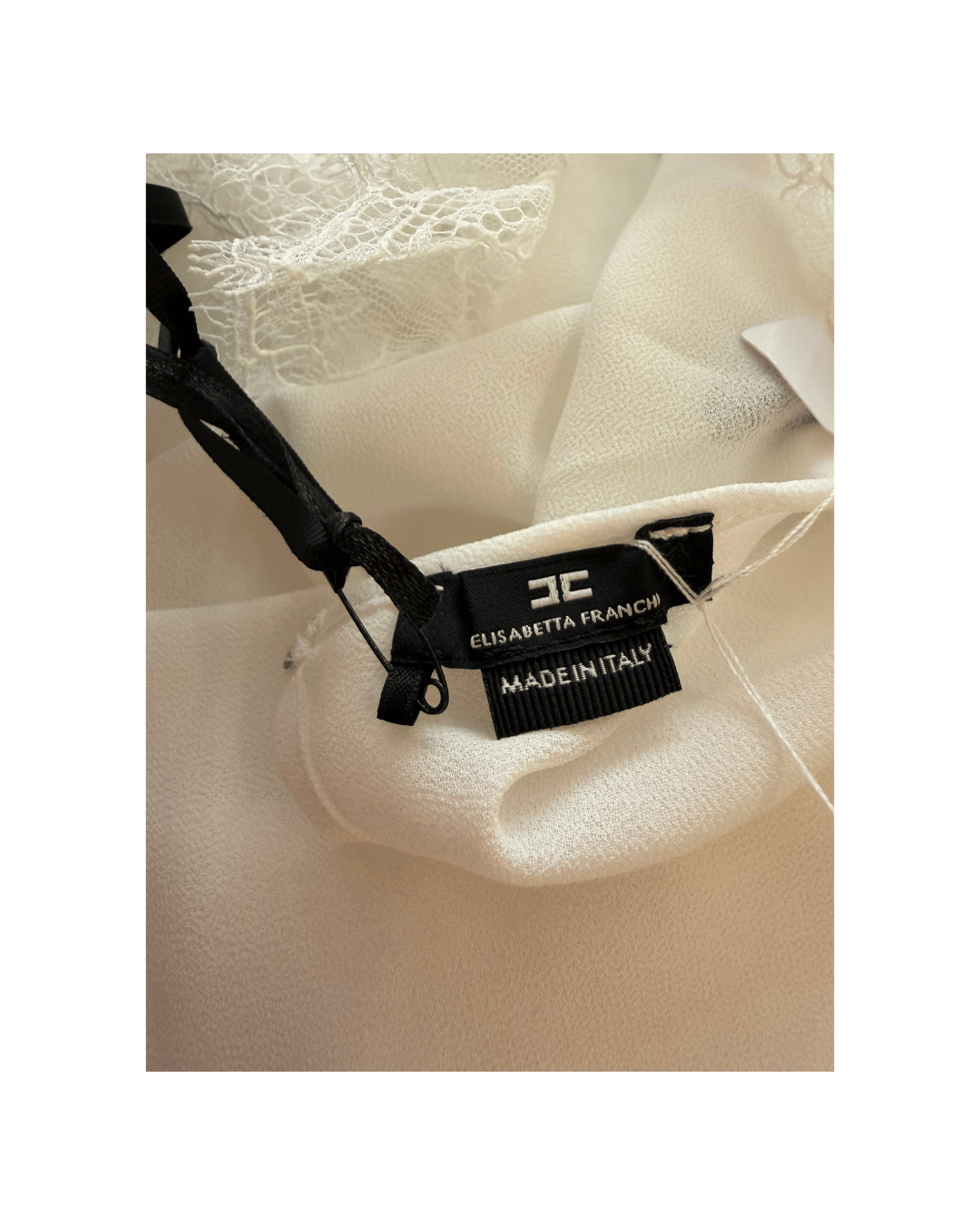 CAMICIA BLUSA ELISABETTA FRANCHI AVORIO CON PIZZO Tg 40
