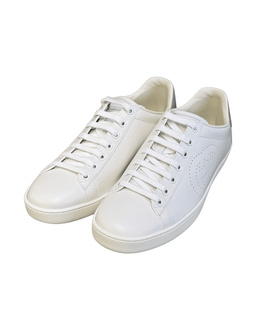SNEAKERS NUOVE GUCCI ACE BIANCHE INSERTO GRIGIO Nr 37.5