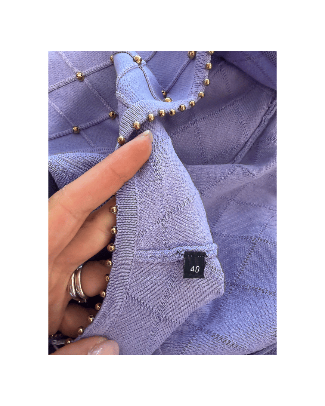 ABITO IN MAGLIA LILLA CON BORCHIE ELISABETTA FRANCHI Tg 40