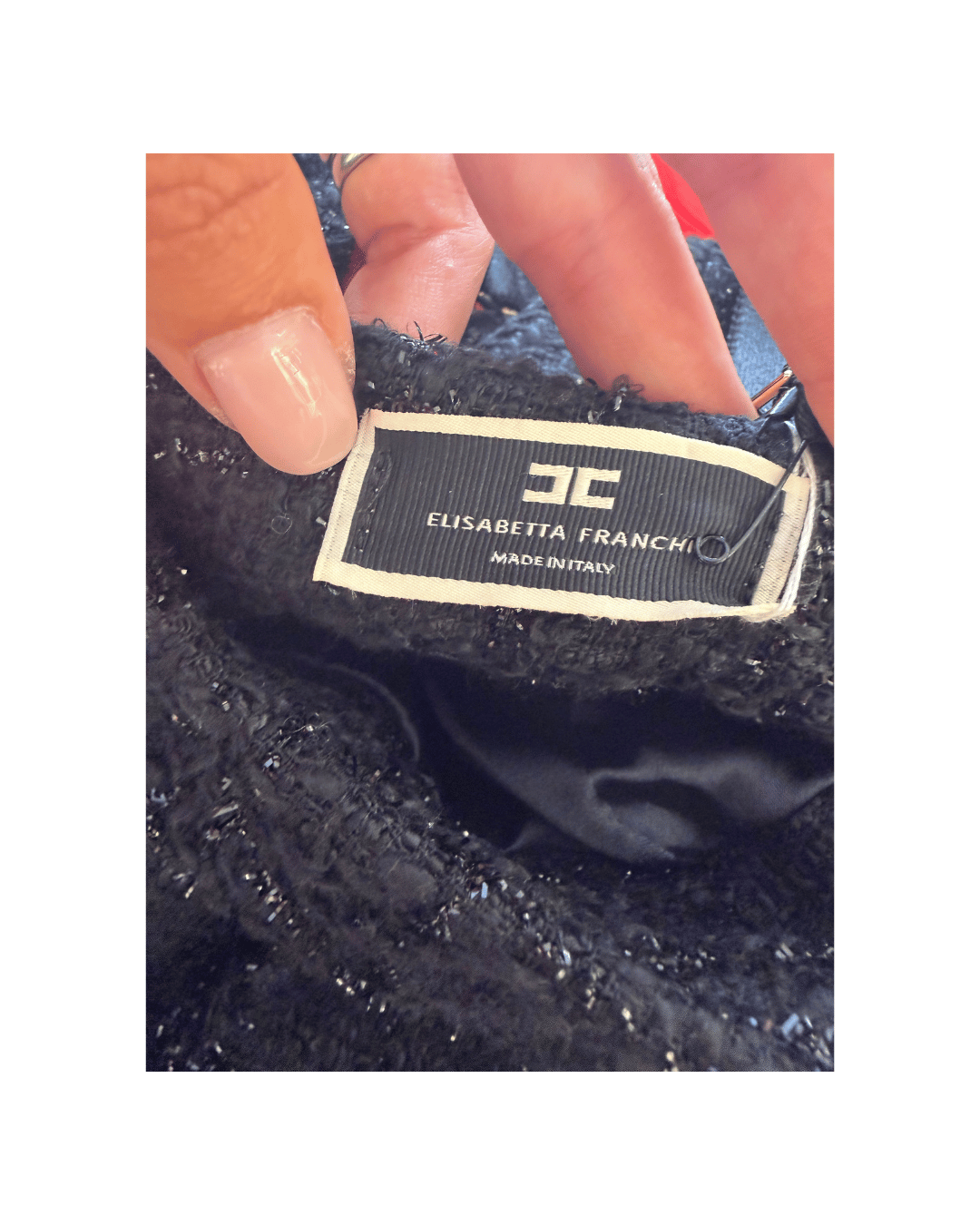 ABITO MIDI TESSUTO BOUCLE NERO ELISABETTA FRANCHI Tg 40