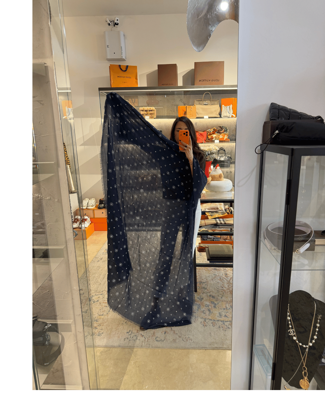 STOLA CHANEL BIANCA E BLU CASHMERE