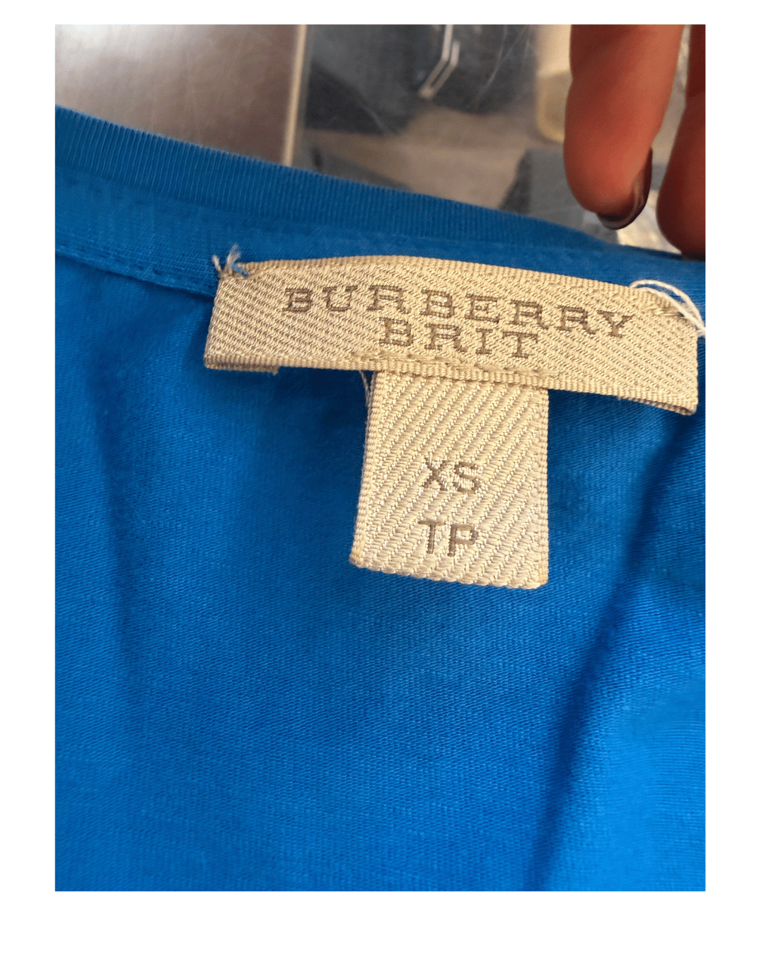 MAGLINA BURBERRY BLU ELETTRICA MANICA TRE QUARTI Tg XS