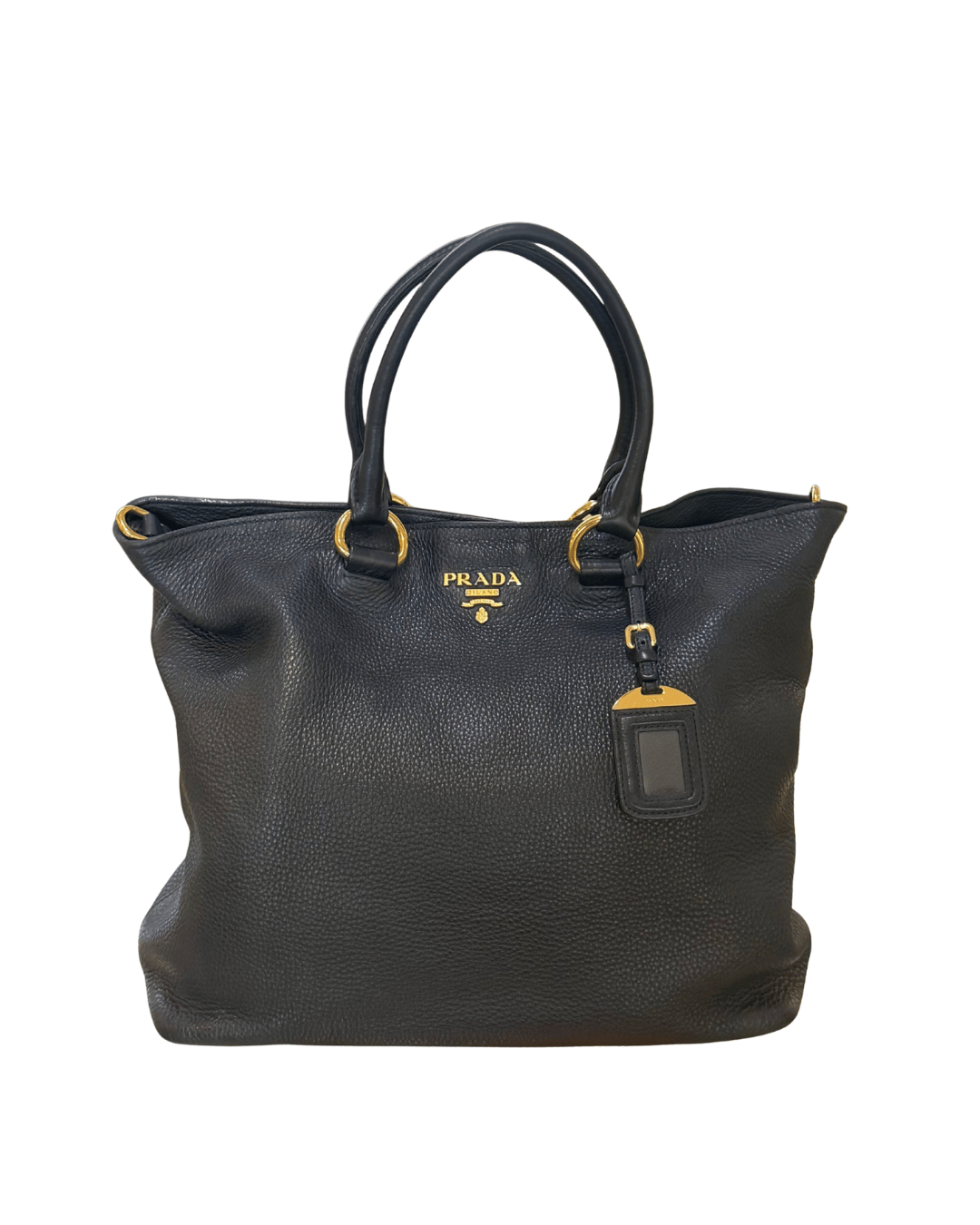 BORSA PRADA PELLE NERA MARTELLATA CON TRACOLLA