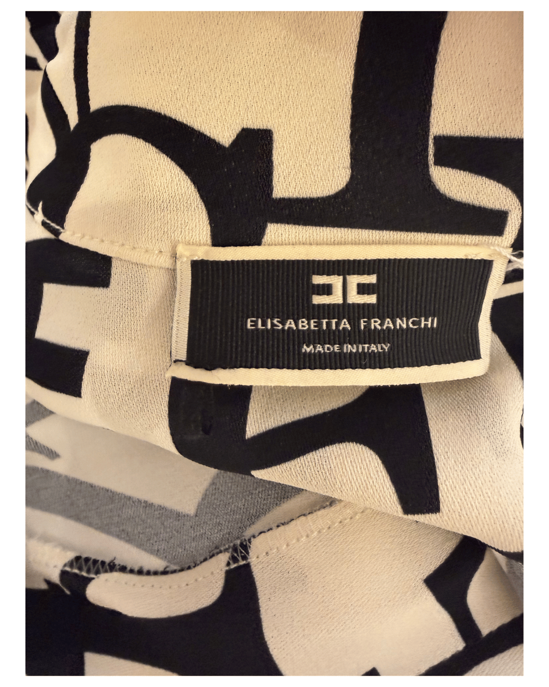 ABITO ELISABETTA FRANCHI LETTERING PANNA E NERO Tg 40