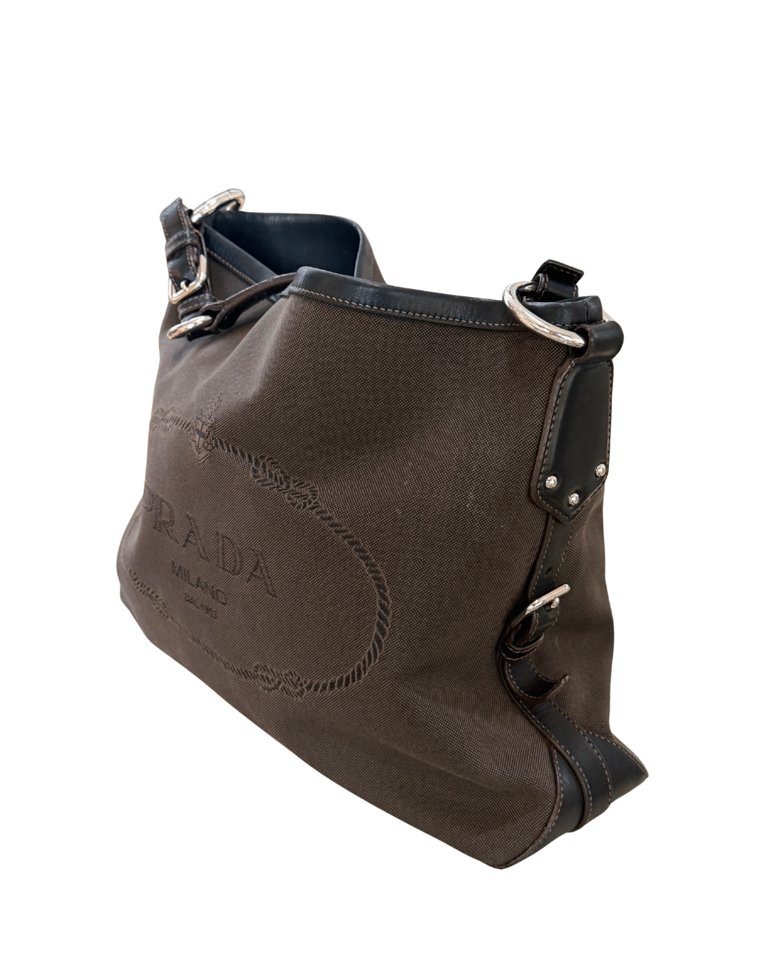 BORSA PRADA MARRONE TESSUTO