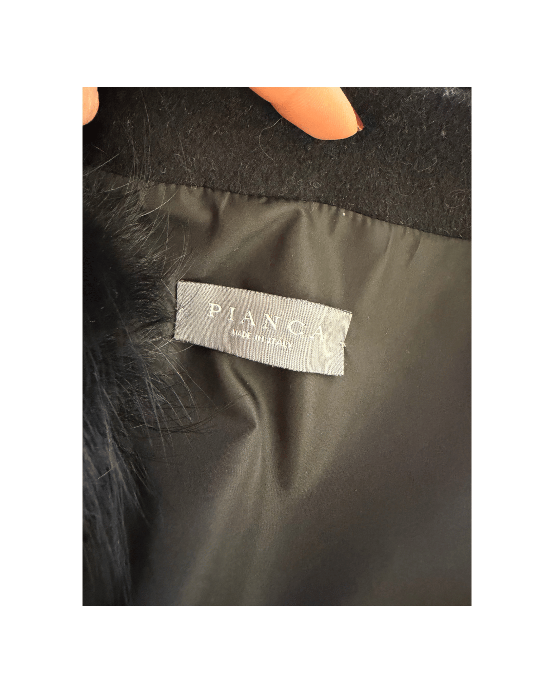 CAPPOTTO NERO IN LANA E VOLPE