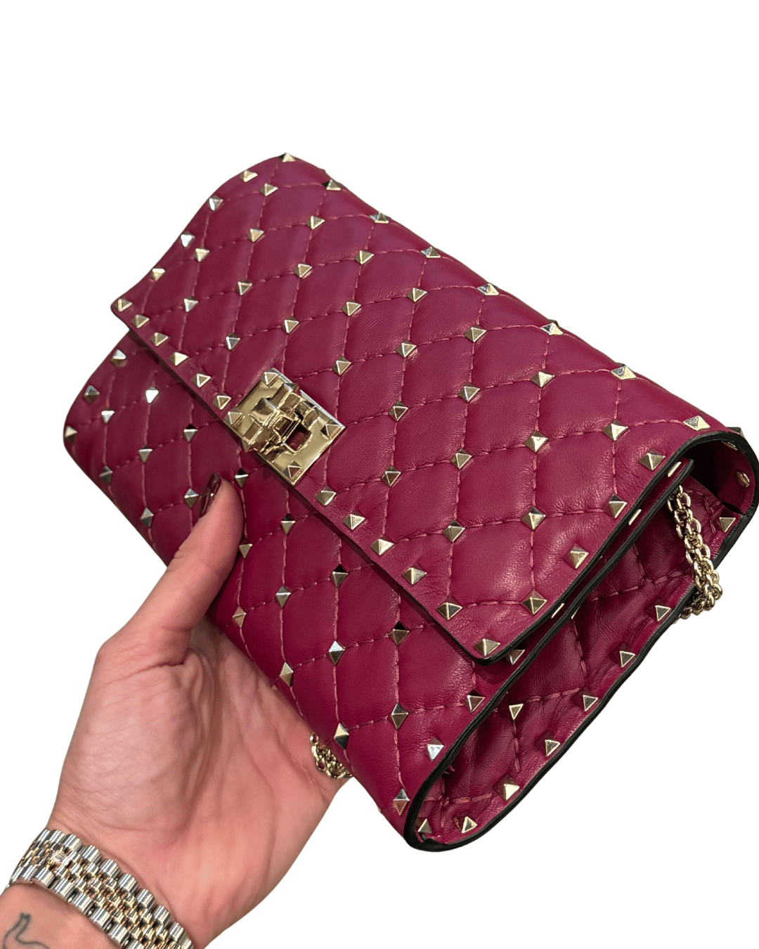 POCHETTE SPIKE VALENTINO COLOR VINACCIA