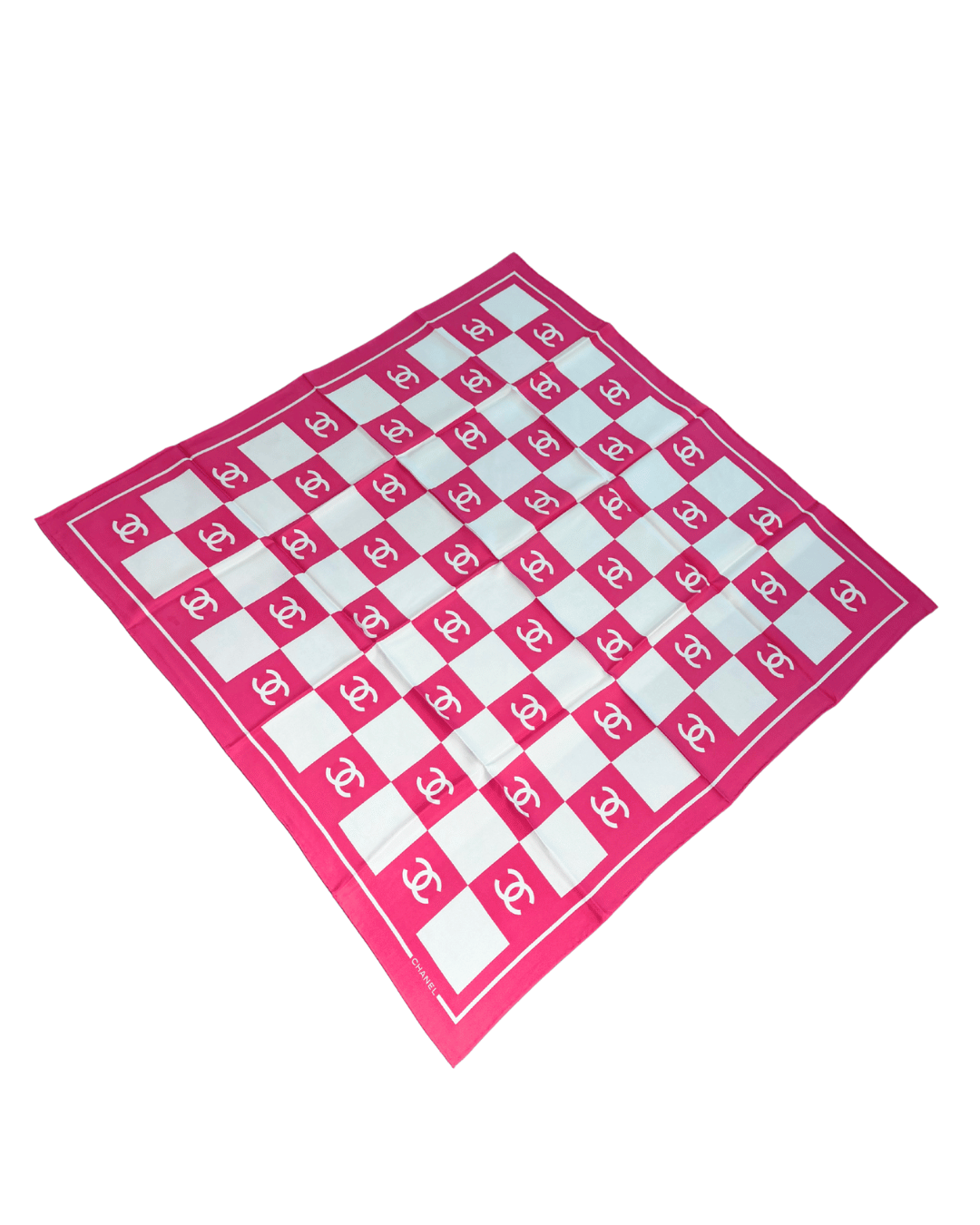 FOULARD CHANEL SCACCHI FUCSIA E BIANCO