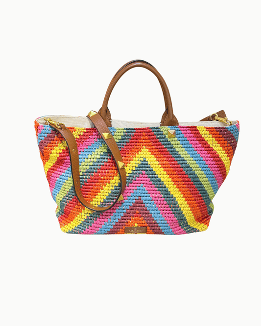 SHOPPER VALENTINO RAFFIA MULTICOLOR