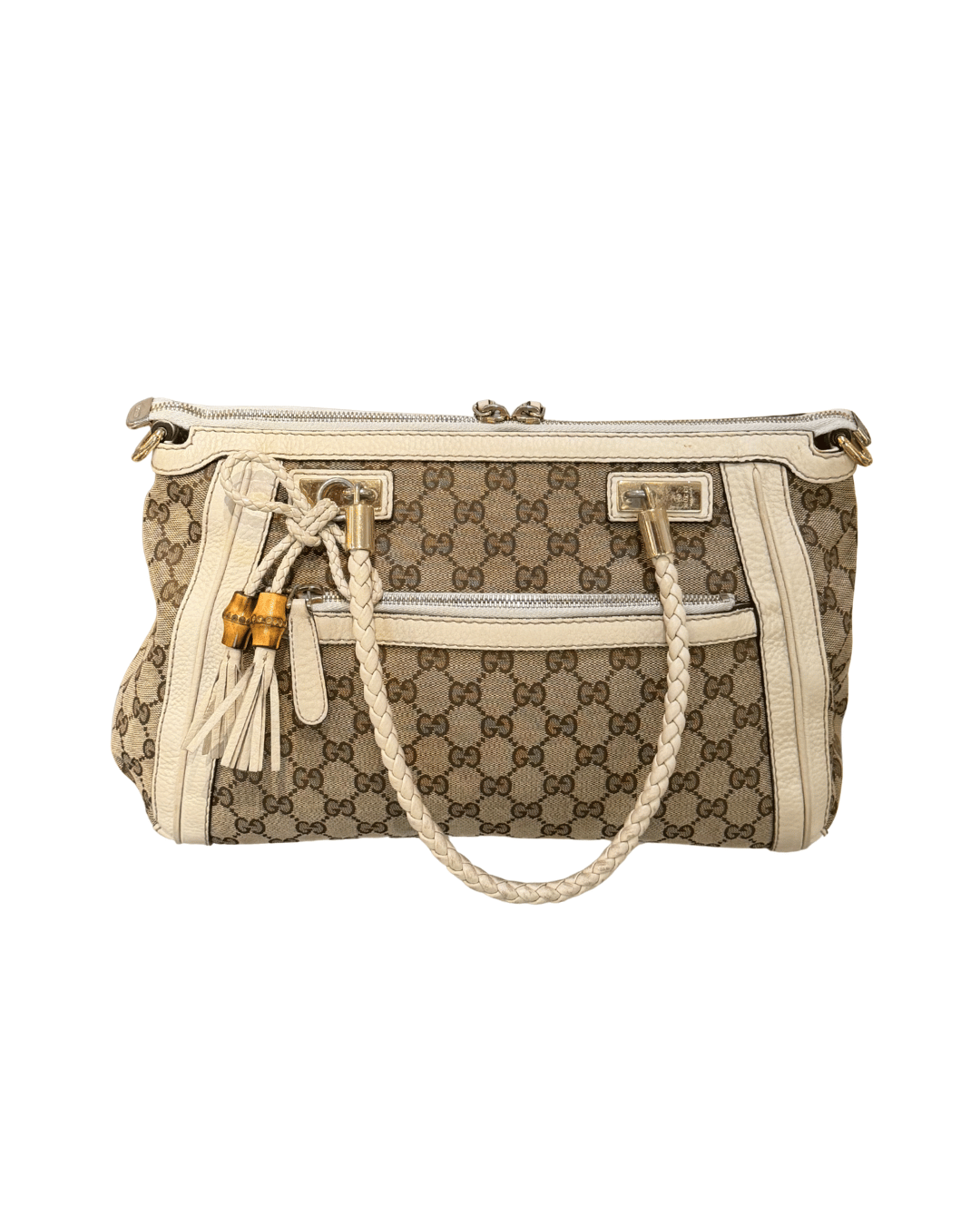 BORSA GUCCI RIFINITURE AVORIO MANICI INTRECCIATI