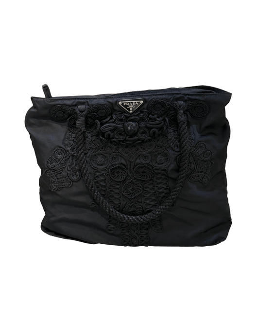 BORSA PRADA NERA CON LAVORAZIONE IN CORDA