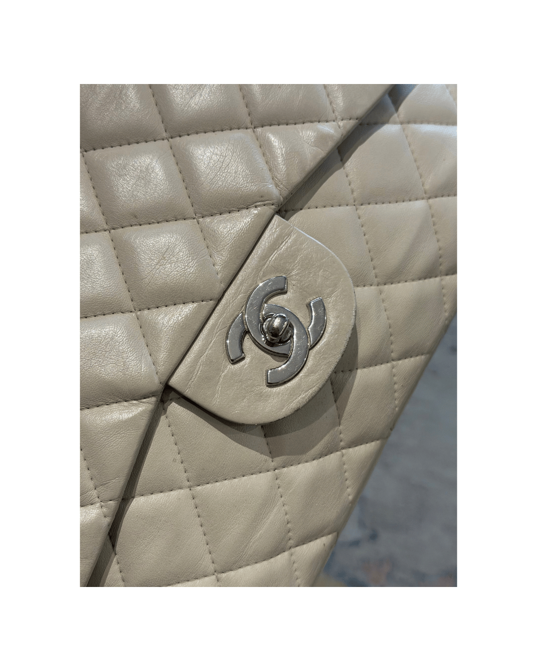 CHANEL JUMBO SINGLE FLAP PELLE TRAPUNTATA BEIGE CHIARO