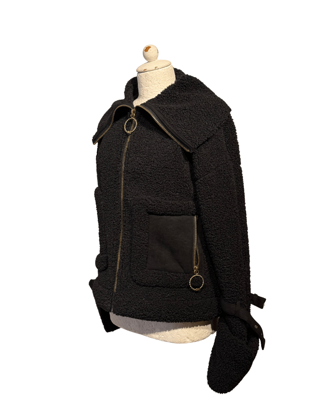 ELISABETTA FRANCHI GIACCA ECO MONTONE NERA Tg 42