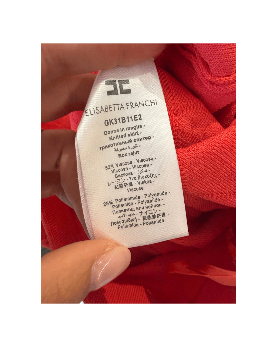 COMPLETO ELISABETTA FRANCHI CORALLO GONNA E TOP tg 42