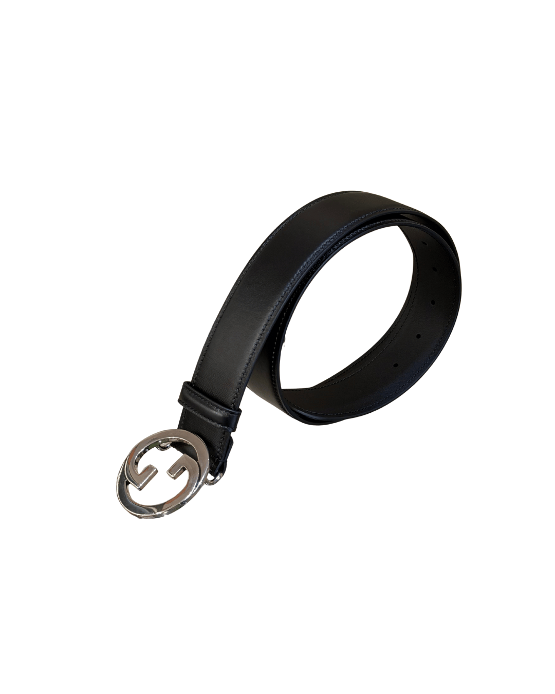 CINTURA GUCCI NERA HARDWARE GG ARGENTO