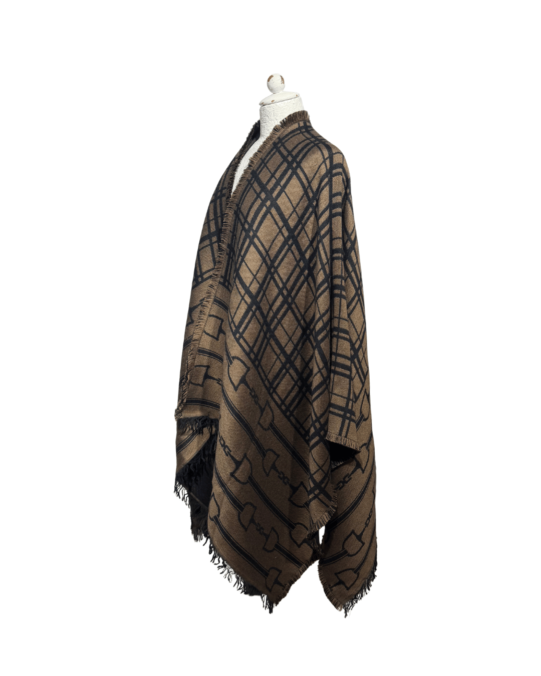 MANTELLA ELISABETTA FRANCHI LOGHI TARTAN MARRONE