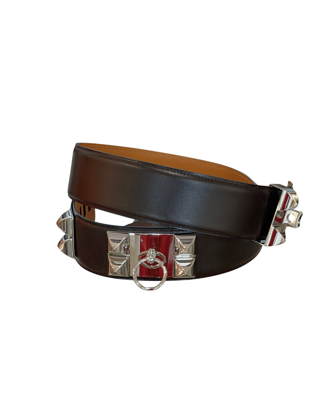 CINTURA HERMES COLLIER DE CHIEN MARRONE 80