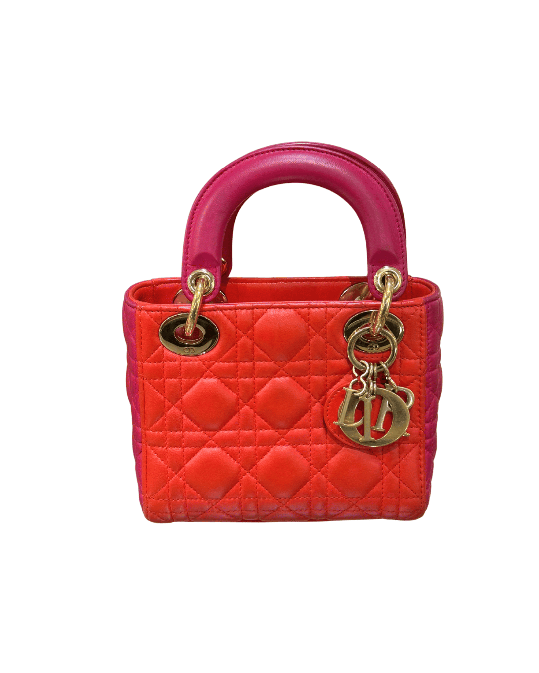 MINI LADY DIOR BICOLORE FUCSIA E ROSSA