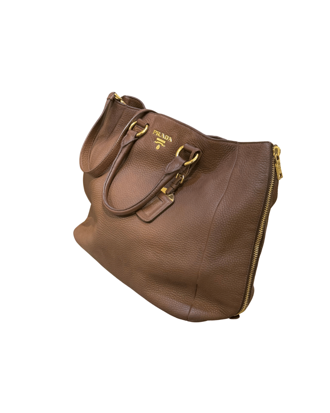BORSA PRADA PELLE MARTELLATA MARRONE