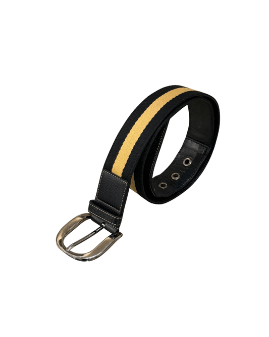 CINTURA GUCCI FASCIA WEB NERA E SENAPE