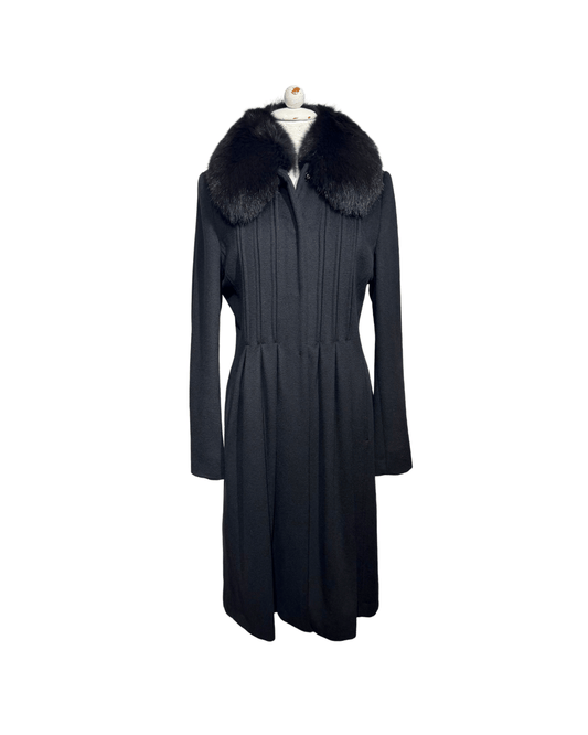 CAPPOTTO NERO MAXMARA LANA COLLO VOLPE Tg 42