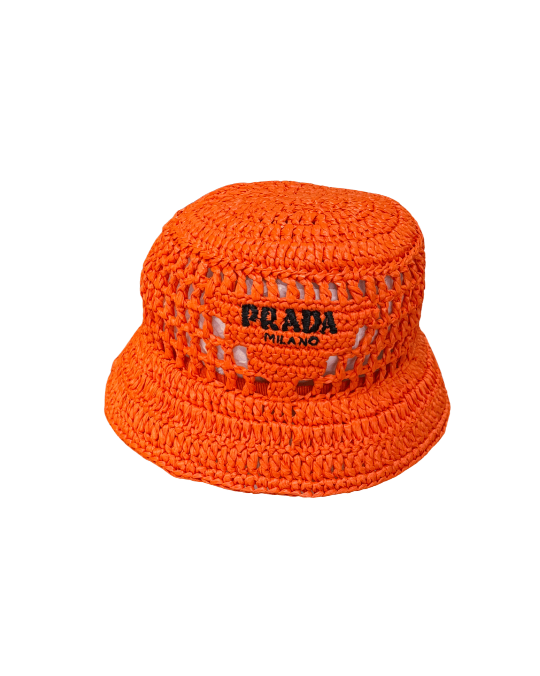 CAPPELLO ALLA PESCATORA PRADA ARANCIONE RAFFIA