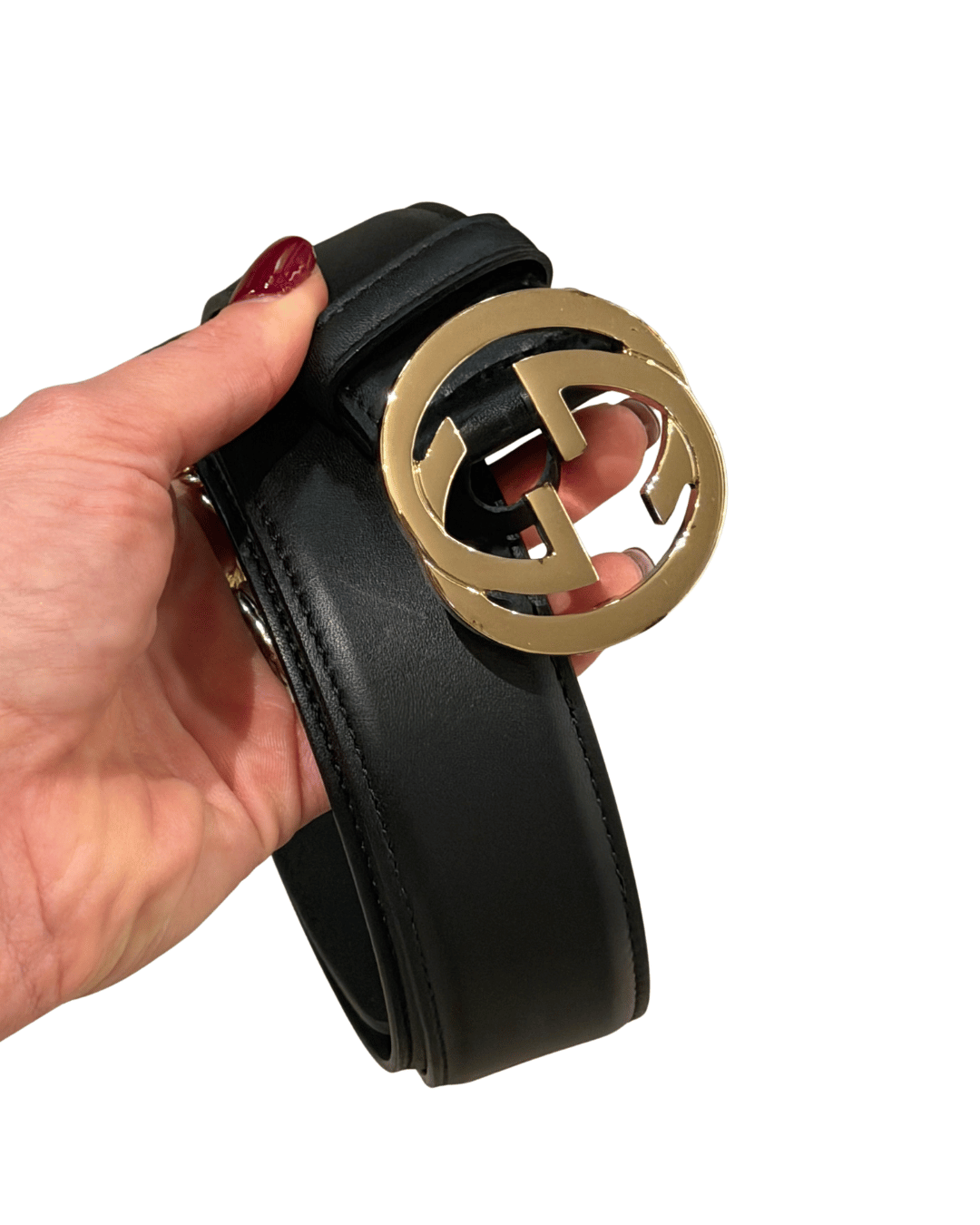 CINTURA GUCCI NERA CON HARDWARE ARGENTATO