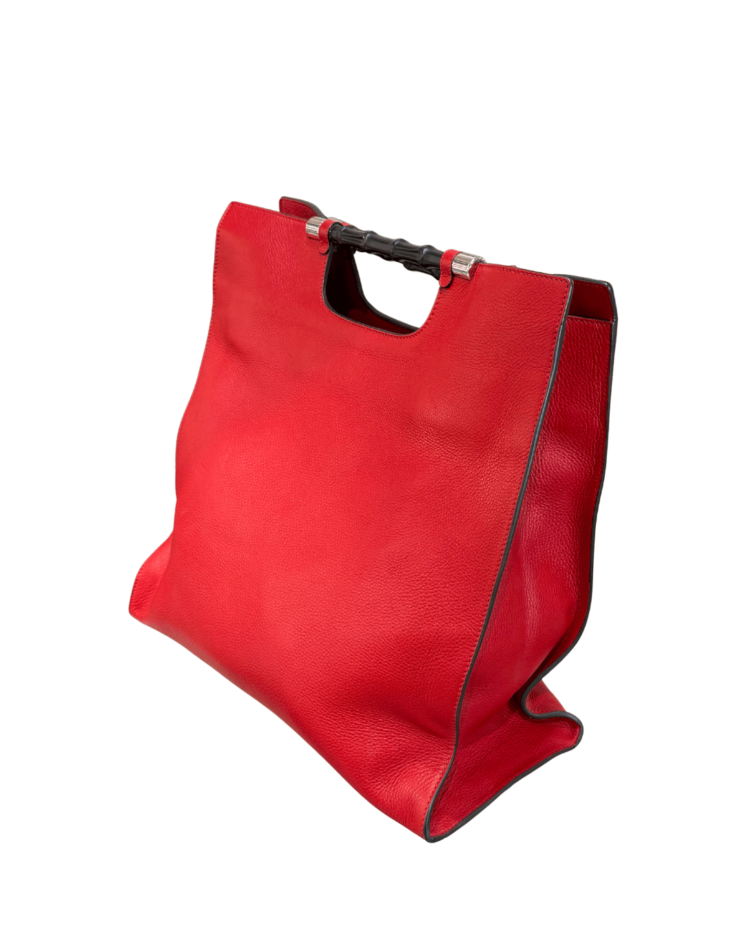 GUCCI RETTANGOLARE PELLE ROSSA MANICI BAMBOO