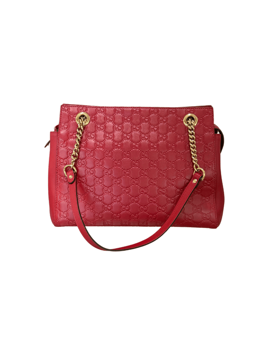 BORSA GUCCI GUCCISSIMA ROSSA MANICI DORATI