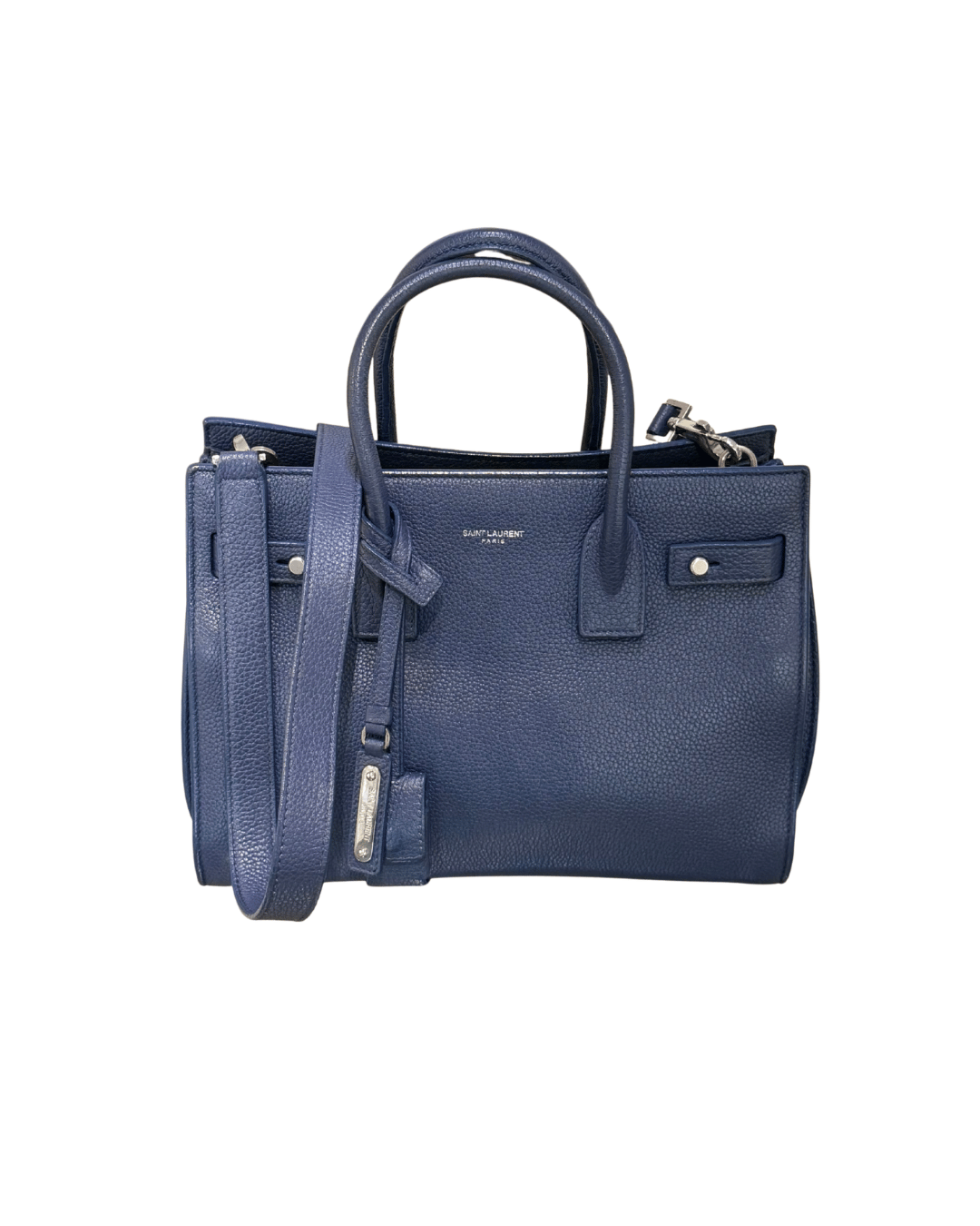 SAC DE JOUR SMALL YSL BLU PELLE MARTELLATA