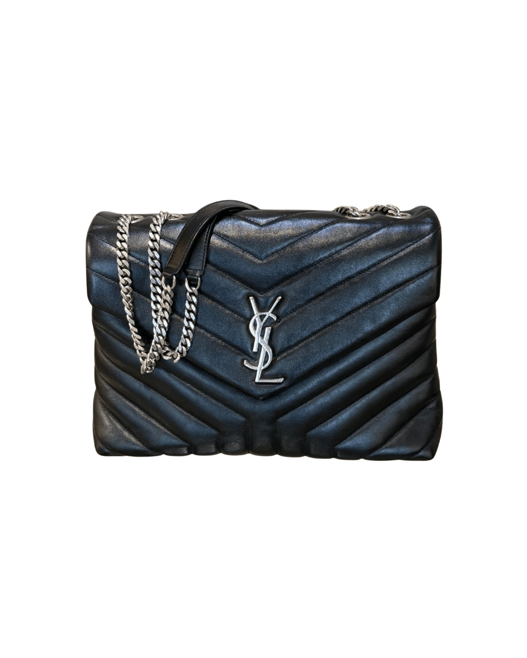 LOULOU MEDIA NERA YSL HARDWARE ARGENTO
