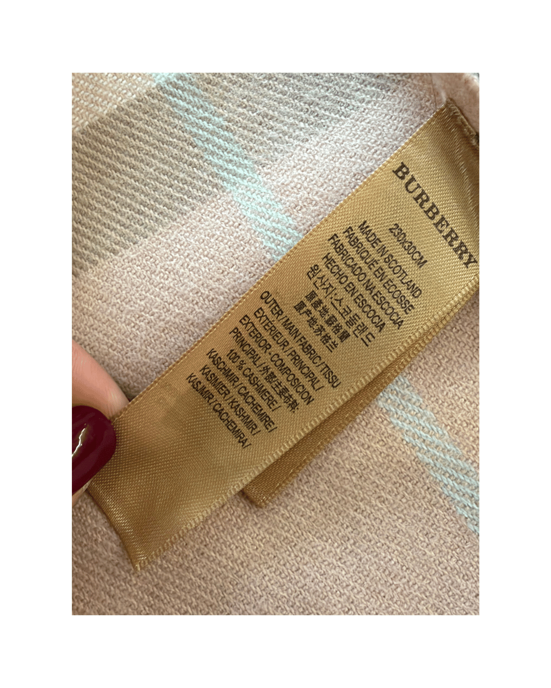 SCIARPA BURBERRY CASHMERE CHECK TONI ROSA FRANGE