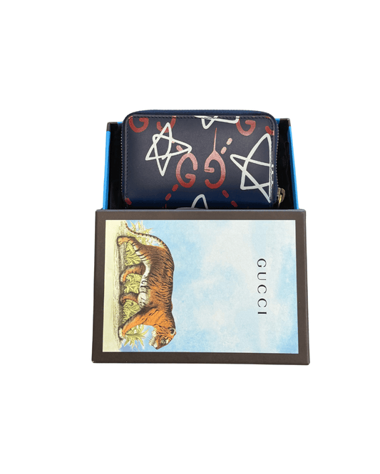 PORTAFOGLIO PICCOLO BLU GUCCIXGUCCI GHOST LOGHI ROSSI E BIANCHI