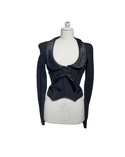 GIACCA CORTA NERA MAXMARA CON PIETRE Tg S