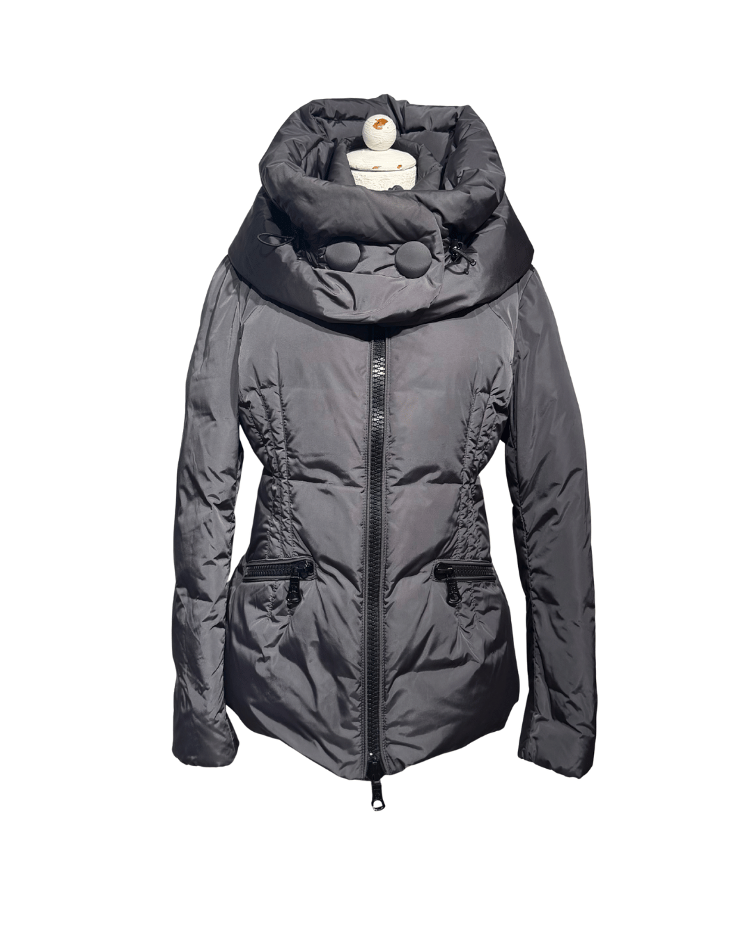 PIUMINO MONCLER DONNA MAXI COLLO GRIGIO ANTRACITE TG 44